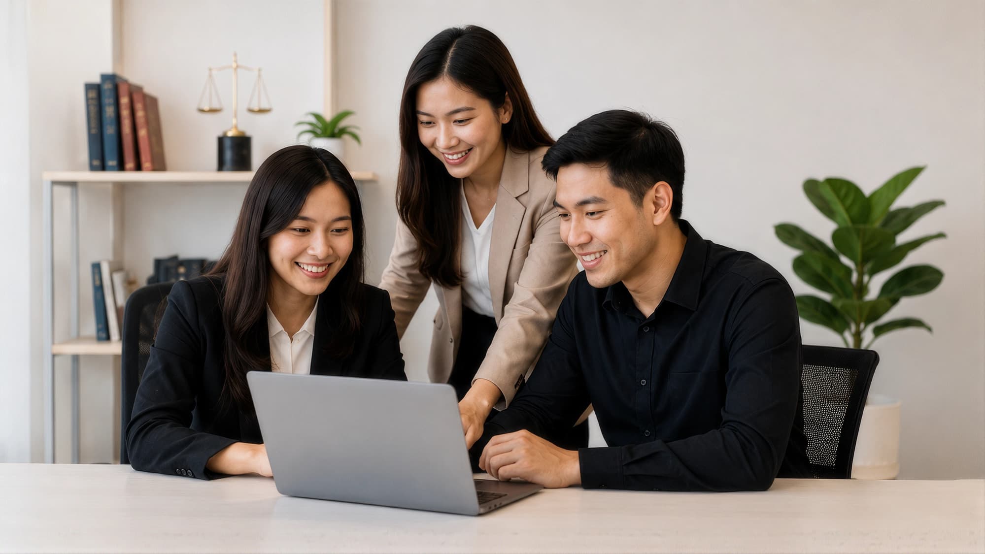 Elite Legal Staffing team collaborating over a laptop